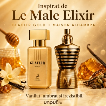 Parfum Arăbesc Alhambra Glacier Gold Maison Alhambra 30 ml, Apă de Parfum Bărbați, Aromă Oriental Ambrată, Inspirat Le Male Elixir - Img 8