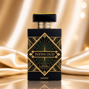 Parfum Arăbesc Alhambra Infini Oud Joyous 100 ml, Apă de Parfum Unisex, Damă și Bărbat, Maison Alhambra, Inspirat Oud for Happiness, Aromă Oriental Oud Lemnoasă cu Bergamotă, Piper Roz, Șofran, Lemn de Santal, Tămâie, Trandafir, Oud, Patchouli, Ambră și M