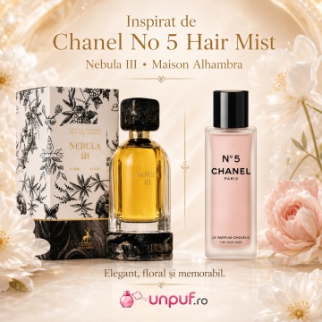 Parfum Arăbesc Alhambra Nebula III Maison Alhambra 100 ml, Apă de Parfum Unisex, Damă și Bărbat, Aromă Oriental Modernă, Inspirat Chanel No 5 Hair Mist - Img 8