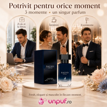 Parfum Arăbesc Alhambra Salvo Intense 30 ml, Apă de Parfum Bărbați, Maison Alhambra, Inspirat Sauvage, Aromă Aromatic Proaspătă Fresh cu Note Citrice, Bergamotă, Piper, Patchouli, Geranium, Lavandă, Ambroxan, Cedru și Labdanum - Img 6