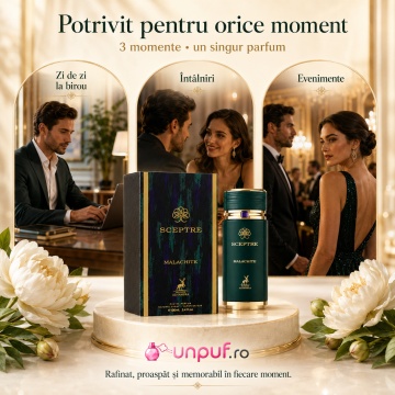 Parfum Arăbesc Alhambra Sceptre Malachite 100 ml, Apă de Parfum Unisex, Damă și Bărbat, Maison Alhambra, Inspirat God of Fire, Aromă Oriental Modernă Fresh Fructată cu Note Fructate, Bergamotă, Condimente, Iasomie, Trandafir, Note Lemnoase, Cedru, Ambră, - Img 6