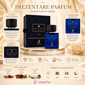 Parfum Arăbesc Alhambra Zaffiro Collection Regale Maison Alhambra 100 ml, Apă de Parfum Unisex, Damă și Bărbat, Aromă Oriental Modernă, Inspirat Regent Leather - Img 3