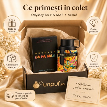 Parfum Arăbesc Armaf Odyssey Ba Ha Mas 100 ml, Apă de Parfum Unisex Damă și Bărbat, Aromă Aromatic Orientală Fresh Marină și Tropicală Inspirată de Invictus Aqua - Img 4