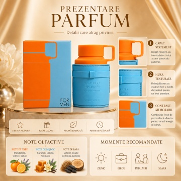 Parfum Arăbesc Armaf Odyssey Mandarin Sky 60 ml, Apă de Parfum Bărbat, Aromă Citrus Gurmand Aromatică, Dulce, Citrică și Masculină, Inspirată de Scandal Pour Homme - Img 3