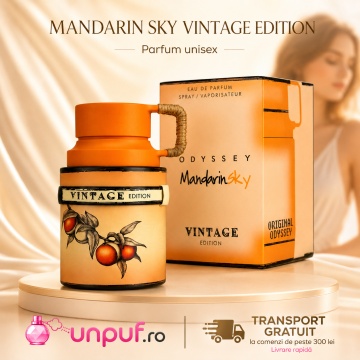 Parfum Arăbesc Armaf Odyssey Mandarin Sky Vintage 100 ml, Apă de Parfum Unisex Damă și Bărbat, Aromă Citrus Gurmand Aromatică, Caldă, Citrică și Elegantă, Inspirată de Scandal Pour Homme - Img 10