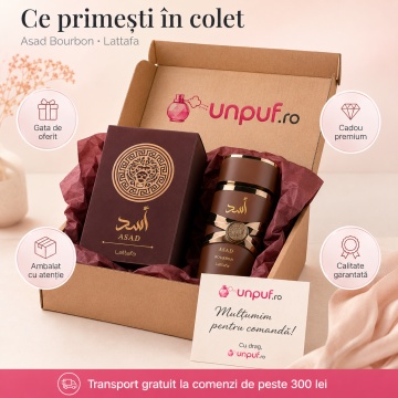 Parfum Arăbesc Asad Bourbon Lattafa 100 ml, Apă de Parfum Bărbat, Aromă Oriental Condimentată cu Lavandă, Piper Roz, Prună, Cacao, Davana, Nucșoară, Bourbon, Ambră, Vanilie și Vetiver - Img 4