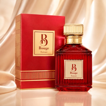 Parfum Arăbesc B Rouge Extrait de Parfum Fragrance World 100 ml, Extract de Parfum Unisex, Damă și Bărbat, Aromă Oriental Floral Ambrată cu Migdală Amară, Șofran, Cedru, Iasomie Egipteană, Ambergris, Mosc și Note Lemnoase