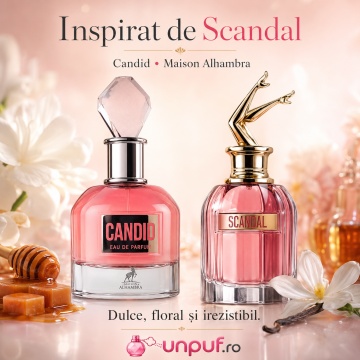 Parfum Arăbesc Candid Maison Alhambra 100 ml, Apă de Parfum Damă, Inspirat Scandal Jean Paul Gaultier, Aromă Chypre Florală Dulce cu Mandarină, Piersică, Portocală, Floare de Portocal, Gardenie, Iasomie, Miere, Caramel și Lemn Dulce - Img 8