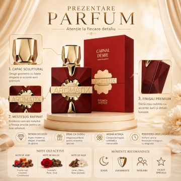 Parfum Arăbesc Carnal Desire Aromatix French Avenue 100 ml, Apă de Parfum Unisex, Damă și Bărbat, Inspirat Cuir Infrarouge Maison Crivelli, Aromă Intensă Orientală cu Fructe Roșii, Caramel, Condimente, Trandafir, Piele, Oud, Lemn, Mosc și Note Pudrate - Img 3