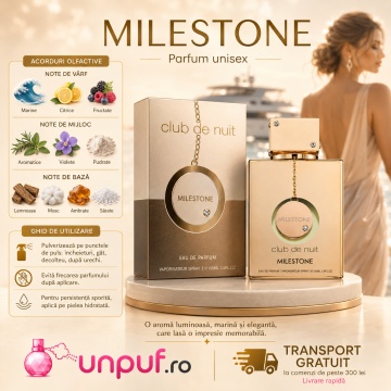 Parfum Arăbesc Club De Nuit Milestone Armaf 105 ml, Apă de Parfum Unisex Damă și Bărbat, Aromă Floral Lemnos Mosc, Marină, Elegantă și Luminoasă, Inspirată de Millesime Imperial Creed - Img 9