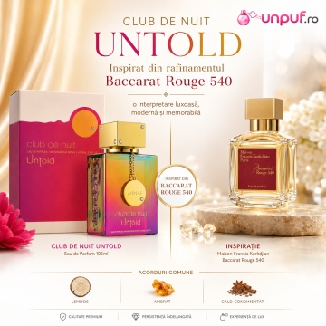 Parfum Arăbesc Club De Nuit Untold Armaf 105 ml, Apă de Parfum Unisex Damă și Bărbat, Aromă Oriental Florală, Lemnoasă, Ambrată și Sofisticată, Inspirată de Baccarat Rouge 540 - Img 8