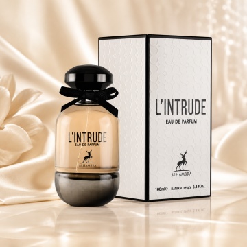 Parfum Arăbesc Damă Intrude Maison Alhambra 100 ml, Apă de Parfum, Inspirat de L’Interdit Givenchy, Aromă Oriental Florală cu Pară, Bergamotă, Floare de Portocal, Iasomie, Tuberoză, Vanilie, Ambroxan, Paciuli și Vetiver