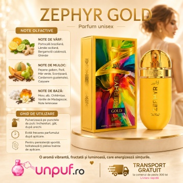 Parfum Arăbesc Emper Zephyr Gold 100 ml, Apă de Parfum Unisex, Damă și Bărbat, Inspirat Erba Gold, Aromă Oriental Ambrată Fructată și Luminoasă cu Citrice, Condimente, Șofran, Rășini, Flori Albe, Note Balsamice, Cedru, Ambră, Mosc și Vanilie - Img 9