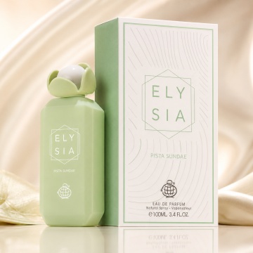 Parfum Arăbesc Fragrance World Elysia Pista Sundae 100 ml, Apă de Parfum Damă, Aromă Gourmand Cremoasă cu Fistic, Zmeură, Marshmallow, Cardamom, Vanilie și Alună