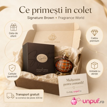 Parfum Arăbesc Fragrance World Signature Brown 80 ml, Apă de Parfum Unisex, Damă și Bărbat, Aromă Aromatic Orientală, Caldă și Lemnoasă, cu Citrice, Condimente, Note Proaspete, Flori Albe, Lavandă, Cedru, Ambră și Mosc - Img 4
