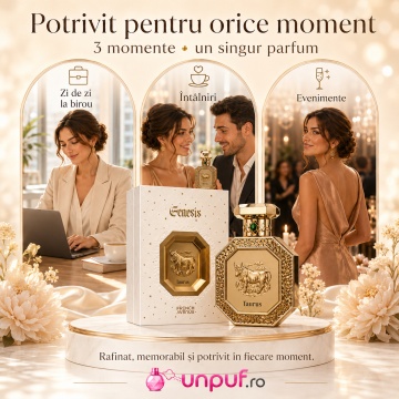 Parfum Arăbesc Genesis Taurus French Avenue 90 ml, Apă de Parfum Unisex, Damă și Bărbat, Aromă Aromatic Orientală Florală și Moscată cu Citrice, Acorduri Verzi, Note Proaspăt Condimentate, Flori Albe, Lavandă, Note Pudrate, Lemn de Cedru, Ambră, Mosc și A - Img 6