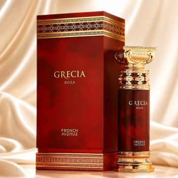 Parfum Arăbesc Grecia Rosa French Avenue 100 ml, Apă de Parfum Unisex, Damă și Bărbat, Inspirat Dom Rosa, Aromă Floral Fructată cu Grapefruit, Șampanie, Pară, Trandafir, Bujor, Iasomie, Olibanum, Cedru, Vetiver, Oud, Ambră și Mosc