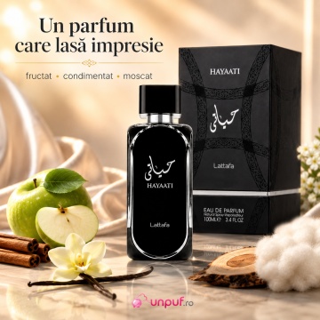 Parfum Arăbesc Hayaati Silver Lattafa 100 ml, Apă de Parfum Bărbat, Aromă Lemnos Aromatică cu Grepfrut, Măr, Scorțișoară, Paciuli, Mosc și Vanilie - Img 5