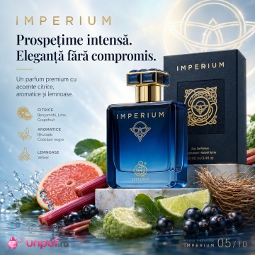 Parfum Arăbesc Imperium Eau de Parfum 100 ml, Bărbat, Aromă Citric Aromatic Lemnoasă cu Artemisia, Grapefruit, Lime, Bergamotă, Cimbru, Lăcrămioare, Măr, Iasomie, Trandafir, Ambră, Mosc, Piele și Vetiver - Img 5