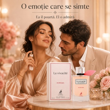 Parfum Arăbesc La Vivacité Intensa Maison Alhambra EDP 100 ml Femei, Inspirat La Vie Est Belle Intensément, Aromă Oriental Florală cu Zmeură, Bergamotă, Piper Roz, Heliotrop, Portocală și Iasomie - Img 5