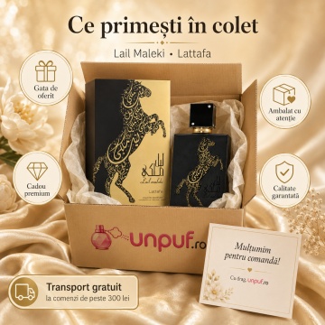 Parfum Arăbesc Lail Maleki Lattafa 100 ml, Apă de Parfum Unisex Damă și Bărbat, Aromă Oriental Floral Fructată cu Fructe, Citrice, Condimente, Miere, Iasomie, Gardenie, Orhidee, Santal, Mosc, Caramel și Ambră - Img 4