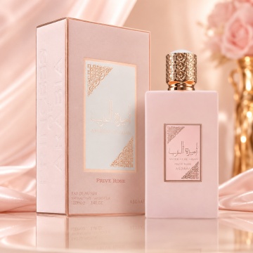 Parfum Arăbesc Lattafa Ameerat Prive Rose 100 ml, Apă de Parfum Damă, Aromă Floral Fructată cu Căpșuni, Portocală, Struguri, Trandafir, Iasomie, Mosc Alb, Chihlimbar, Tonka și Santal