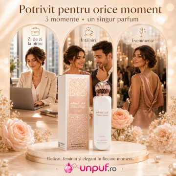 Parfum Arăbesc Lattafa Fakhar Women All Over Spray 150 ml, Spray Parfumat Damă, Aromă Florală cu Bergamotă, Crin, Rodie și Vanilie - Img 6