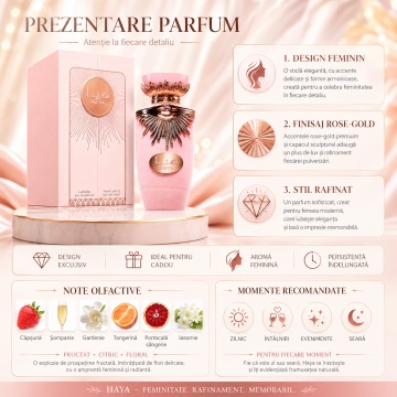 Parfum Arăbesc Lattafa Haya 100 ml, Apă de Parfum Damă, Aromă Floral Fructată cu Căpșună, Șampanie, Gardenie și Vanilie - Img 7
