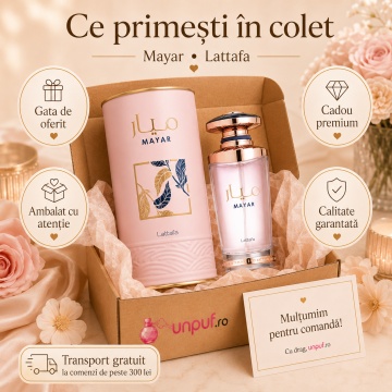 Parfum Arabesc Lattafa Mayar EDP 100 ml Damă, Aromă Floral Fructată cu Litchi, Zmeură, Trandafir, Bujor, Violetă și Mosc - Img 7