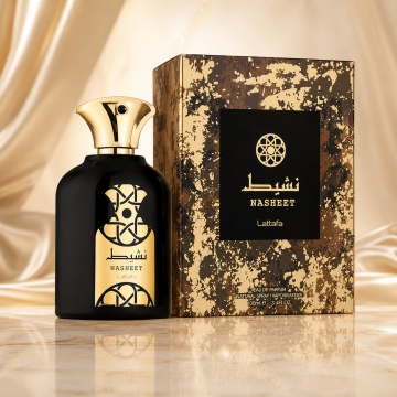 Parfum Arăbesc Lattafa Nasheet 100 ml, Apă de Parfum Unisex, Aromă Fresh Lemnoasă cu Tămâie, Nucșoară, Cașmeran și Santal