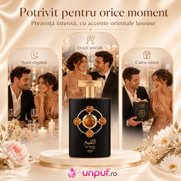 Parfum Arăbesc Lattafa Pride Al Qiam Gold EDP 100 ml Unisex, Inspirat Ombre Nomade, Aromă Orientală cu Șofran, Zmeură, Oud, Chihlimbar, Piele, Paciuli, Vetiver și Lemn de Guaiac - Img 6