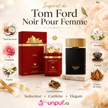 Parfum Arăbesc Le Chameau Opera Dusk EDP 100 ml Damă, Inspirat Tom Ford Noir Pour Femme, Aromă Catifelată cu Nucă de Cocos, Orhidee, Trandafir, Bujor, Vanilie, Paciuli, Iasomie, Tămâie și Lemne Prețioase - Img 8