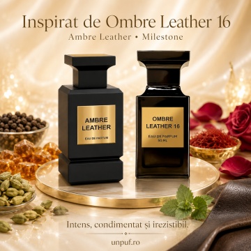 Parfum Arăbesc Milestone Black Leather EDP 100 ml Bărbat, Inspirat Ombre Leather, Aromă Piele Lemnos cu Cardamom, Piper, Șofran, Piele, Lemn Cald, Trandafir, Paciuli, Ambră și Mosc - Img 8