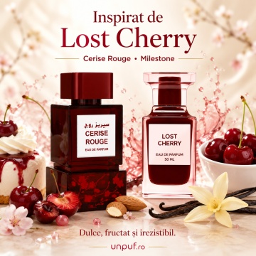 Parfum Arăbesc Milestone Cerise Rouge EDP 100 ml Unisex, Inspirat Lost Cherry, Aromă Fructat Gurmandă cu Cireșe, Fructe Roșii, Migdale Amare, Lichior de Cireșe, Iasomie, Trandafir, Tonka, Lemn Dulce, Mosc și Vanilie - Img 8