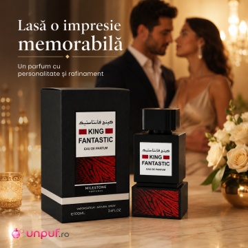 Parfum Arăbesc Milestone King Fantastic EDP 100 ml Bărbat, Aromă Aromatic Orientală cu Citrice, Condimente, Lavandă, Flori Albe, Note Calde, Lemn de Cedru, Ambră și Mosc - Img 8