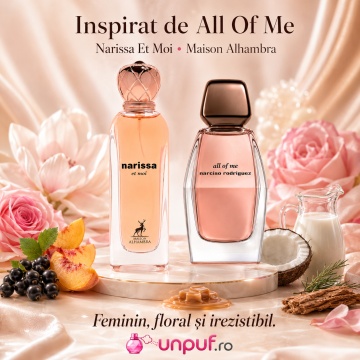 Parfum Arăbesc Narissa Et Moi Maison Alhambra EDP 100 ml Damă, Inspirat All Of Me Narciso Rodriguez, Aromă Floral Fructată cu Coacăză Neagră, Piersică, Magnolie, Iasomie, Mușcată, Trandafir, Tuberoză, Lapte, Caramel, Cașmir, Cedru și Nucă de Cocos - Img 8