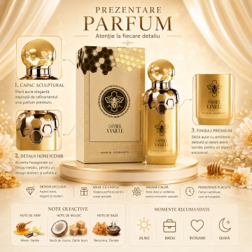 Parfum Arăbesc Paris Corner Miel Vanille 100 ml, Apă de Parfum Damă, Aromă Gurmand Dulce cu Miere și Vanilie, Inspirat Bee - Img 2