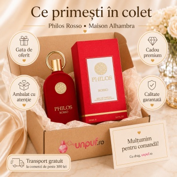Parfum Arăbesc Philos Rosso Maison Alhambra EDP 100 ml Unisex, Inspirat Baccarat Rouge 540, Aromă Oriental Florală cu Note Verzi, Șofran, Trandafir, Paciuli, Cedru, Mosc și Vanilie - Img 4