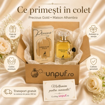 Parfum Arăbesc Precious Gold Maison Alhambra EDP 80 ml Damă, Inspirat Perfect Intense Marc Jacobs, Aromă Oriental Florală cu Iasomie, Narcisă, Migdal și Lemn de Santal - Img 4