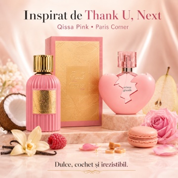 Parfum Arăbesc Qissa Pink Paris Corner 100 ml, Apă de Parfum Damă, Aromă Oriental Vanilată, Dulce și Feminină, Inspirat Thank You, Next - Img 8