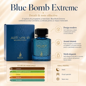 Parfum Arăbesc Risala Series Blue Bomb Extreme 100 ml, Unisex, Damă, Bărbat, edp - Img 6
