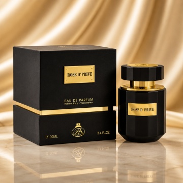 Parfum Arăbesc Rose D’ Prive Fragrance World 100 ml, Apă de Parfum Damă, Aromă Floral Trandafir Ambrată cu Litchi, Bergamotă, Trandafir, Bujor, Condimente Moi, Iasomie, Patchouli, Ambră, Mosc și Vanilie
