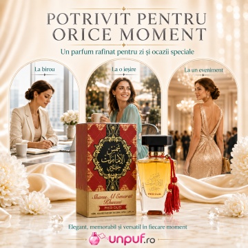 Parfum Arăbesc Shams Al Emarat Khususi Red Oud Ard Al Zaafaran 100 ml, Apă de Parfum Damă, Aromă Oriental Oud, Florală și Ambrată, Inspirat Intense Cafe - Img 8