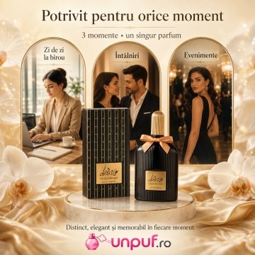 Parfum Arăbesc Suroori Oud Orchid 100 ml, Apă de Parfum Unisex, Damă și Bărbat, Inspirat Black Orchid, Aromă Oriental Lemnoasă cu Bergamotă, Șofran, Trandafir, Lemn Cald, Rășini, Oud, Patchouli, Ambră și Mosc - Img 6
