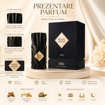 Parfum Arăbesc Unisex Royal Blend Nero French Avenue 100 ml, Extract de Parfum, Inspirat de Gissah Sava, Aromă Oriental Ambrată cu Citrice, Condimente, Șofran, Rășini, Flori Albe, Note Balsamice, Vanilie, Cedru, Ambră și Mosc - Img 3
