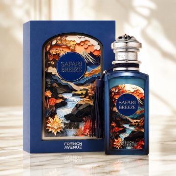 Parfum Arăbesc Unisex Safari Breeze French Avenue 100 ml, Apă de Parfum, Inspirat de Tales From Zanzibar, Aromă Fresh Verde Aromatic Orientală cu Citrice, Condimente, Flori Albe, Lavandă, Note Calde, Lemn de Cedru, Ambră, Mosc, Cocos și Lichen