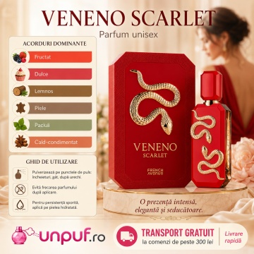 Parfum Arăbesc Unisex Veneno Scarlet French Avenue 100 ml, Apă de Parfum, Inspirat de Venom Incarnat, Aromă Fructată Dulce și Lemnoasă cu Căpșuni, Caramel, Mure, Zmeură, Scorțișoară, Cedru, Piele, Vanilie, Paciuli, Tonka și Brad - Img 9