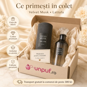 Parfum Arăbesc Velvet Musk Lattafa 100 ml, Apă de Parfum Unisex, Aromă Orientală Catifelată cu Ceai Negru, Mosc Alb, Iris, Vanilie, Ambră, Cedru, Cumarină și Mosc - Img 4