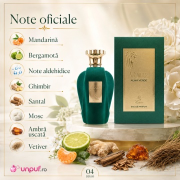 Parfum Arăbesc Voux Alma Verde Emir 100 ml, Apă de Parfum Unisex, Damă, Bărbat, Aromă Citric Aromatică, Verde, Curată și Sofisticată, Inspirat Vibrato Xerjoff - Img 5