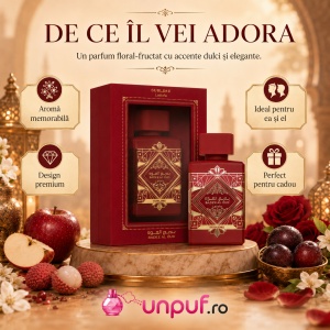 Parfum Bade’E Al Oud Sublime Lattafa 100 ml, Apă de Parfum Unisex, Aromă Floral Fructată Vanilată, Note de Lici, Măr, Trandafir, Iasomie, Prună, Mușchi, Paciuli și Vanilie - Img 4